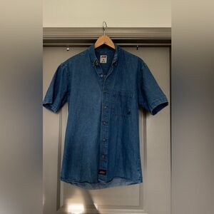 Dickies Denim Short-Sleeve Button-Up Shirt - Medium